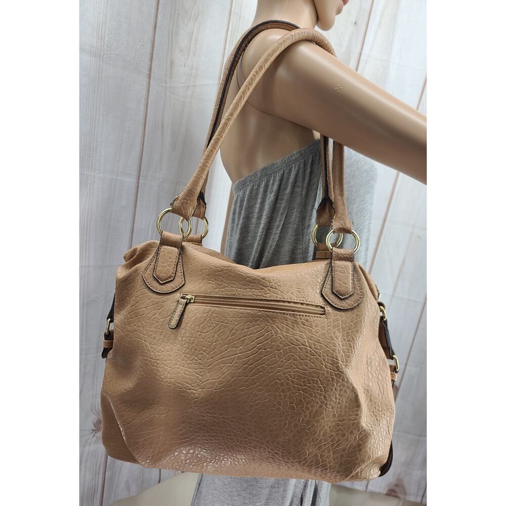 Sofia Vergara Large Soft Leather Textured Tan / B… - image 3